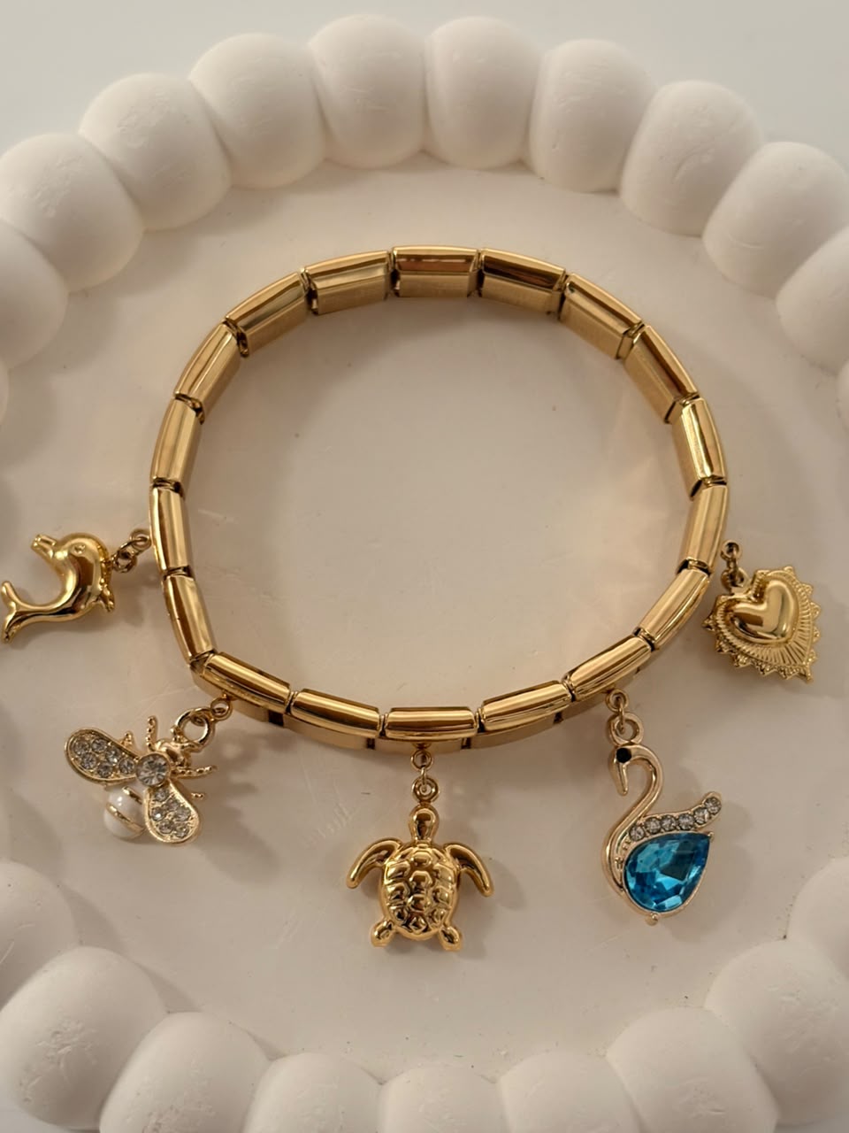 Multi-Charm Stainless Steel Expandable Bracelet