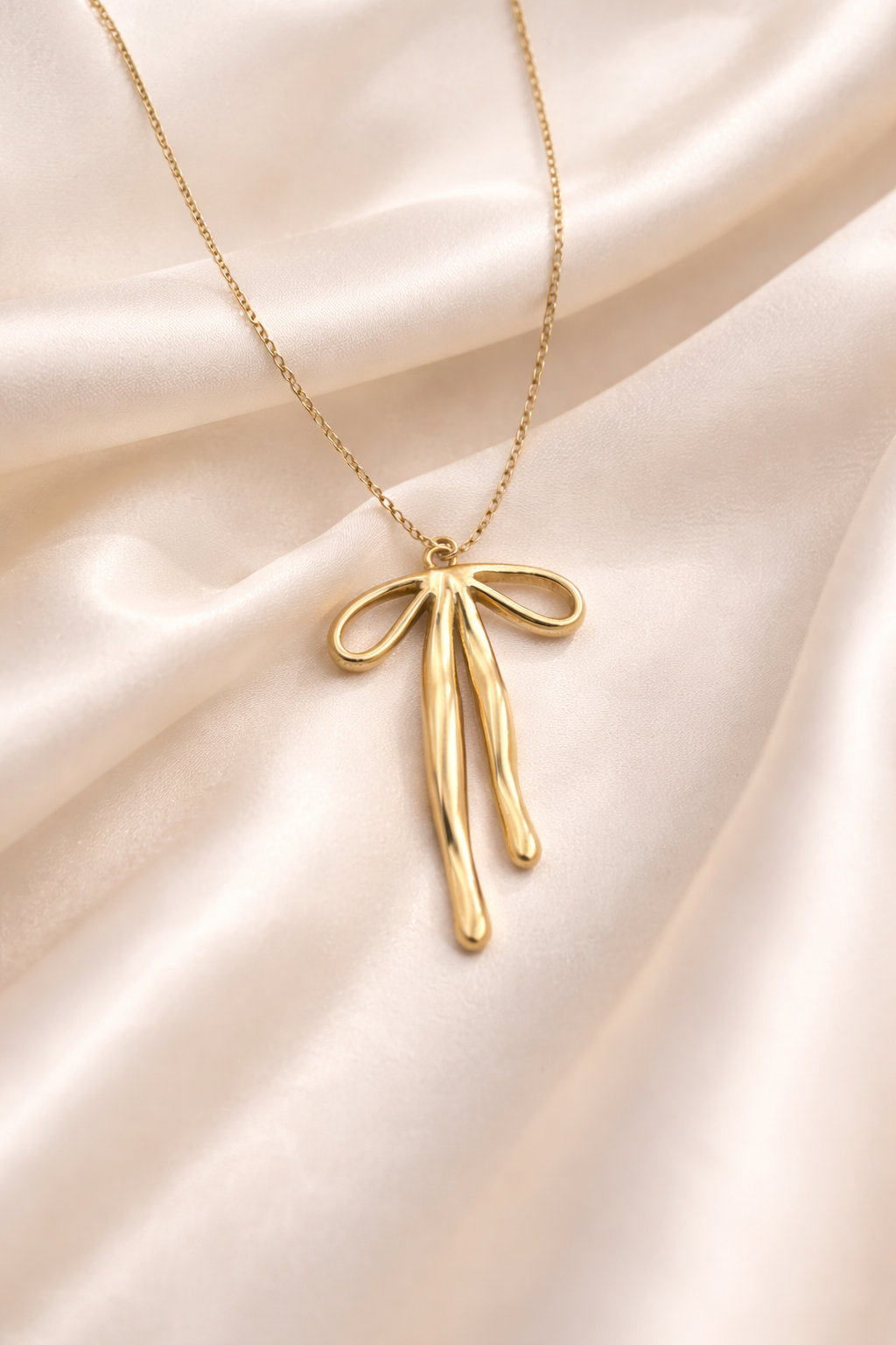 Golden Bow Drop Necklace