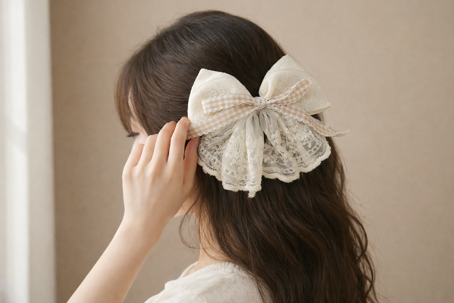 Blush Belle Lace Bow Clip