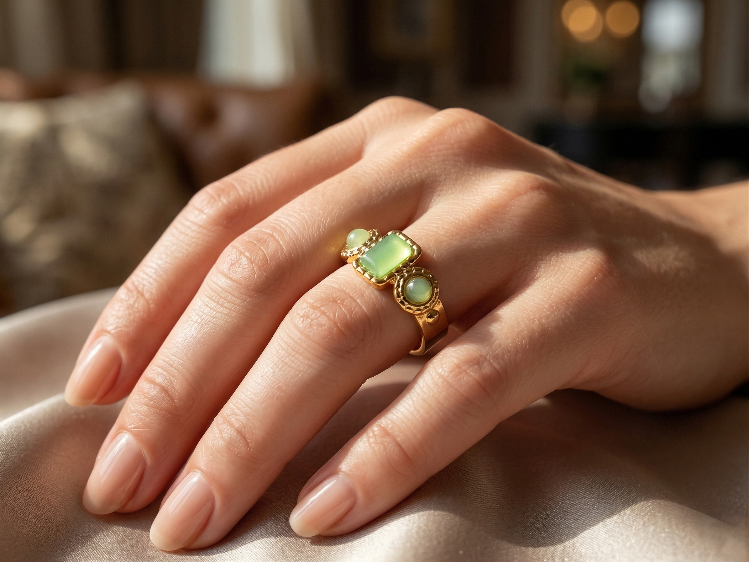 Verdant Glow Statement Ring