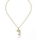 Aqua Dolphin Charm Necklace