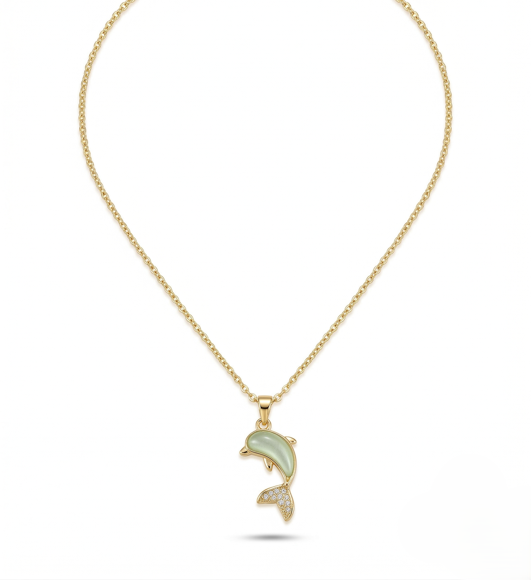 Aqua Dolphin Charm Necklace