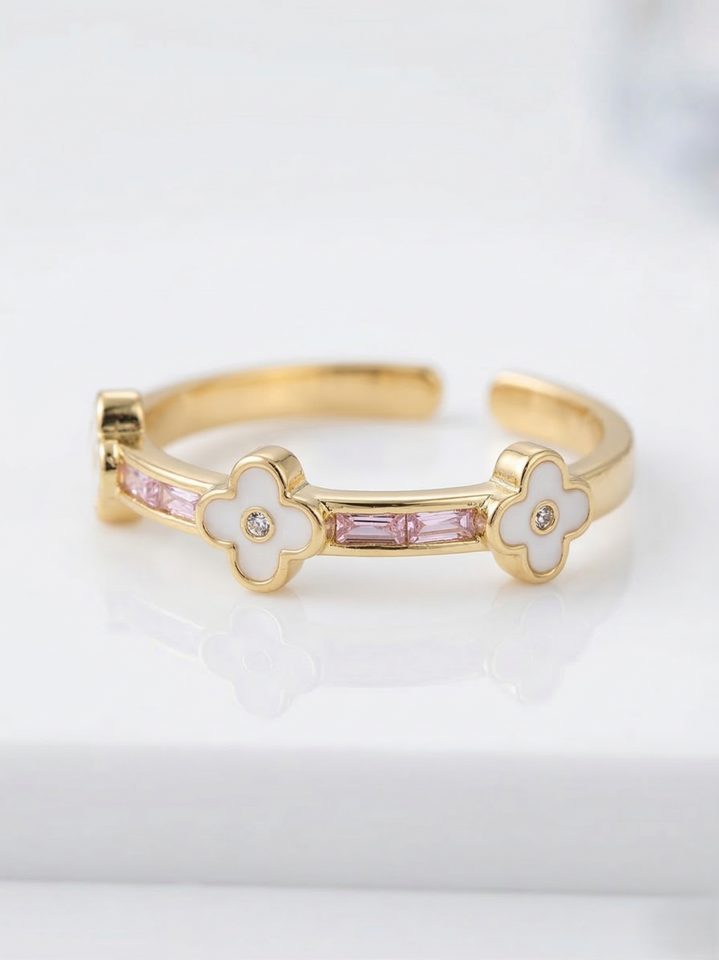 Blush Clover Adjustable Ring