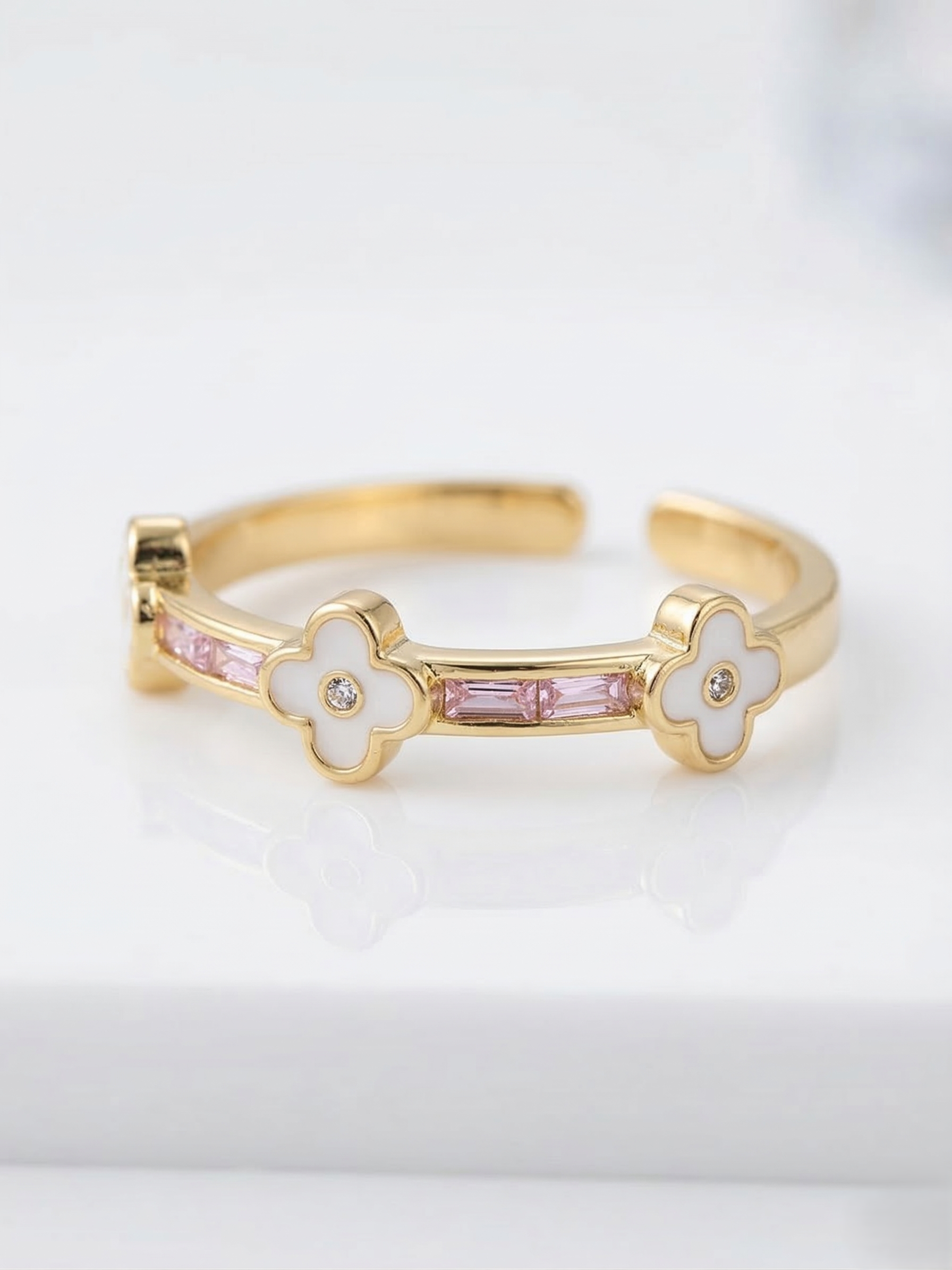 Blush Clover Adjustable Ring