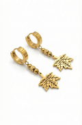 Golden Maple Leaf Drop Earrings - Statement Earrings for Women
