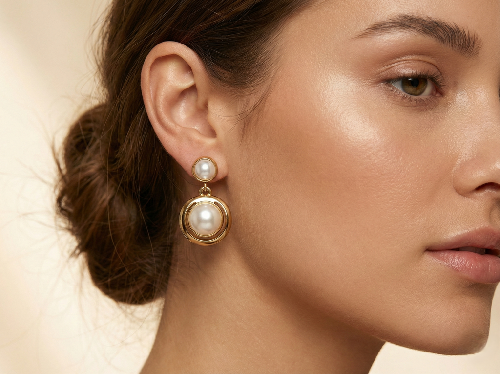 Golden Pearl Drop Earrings