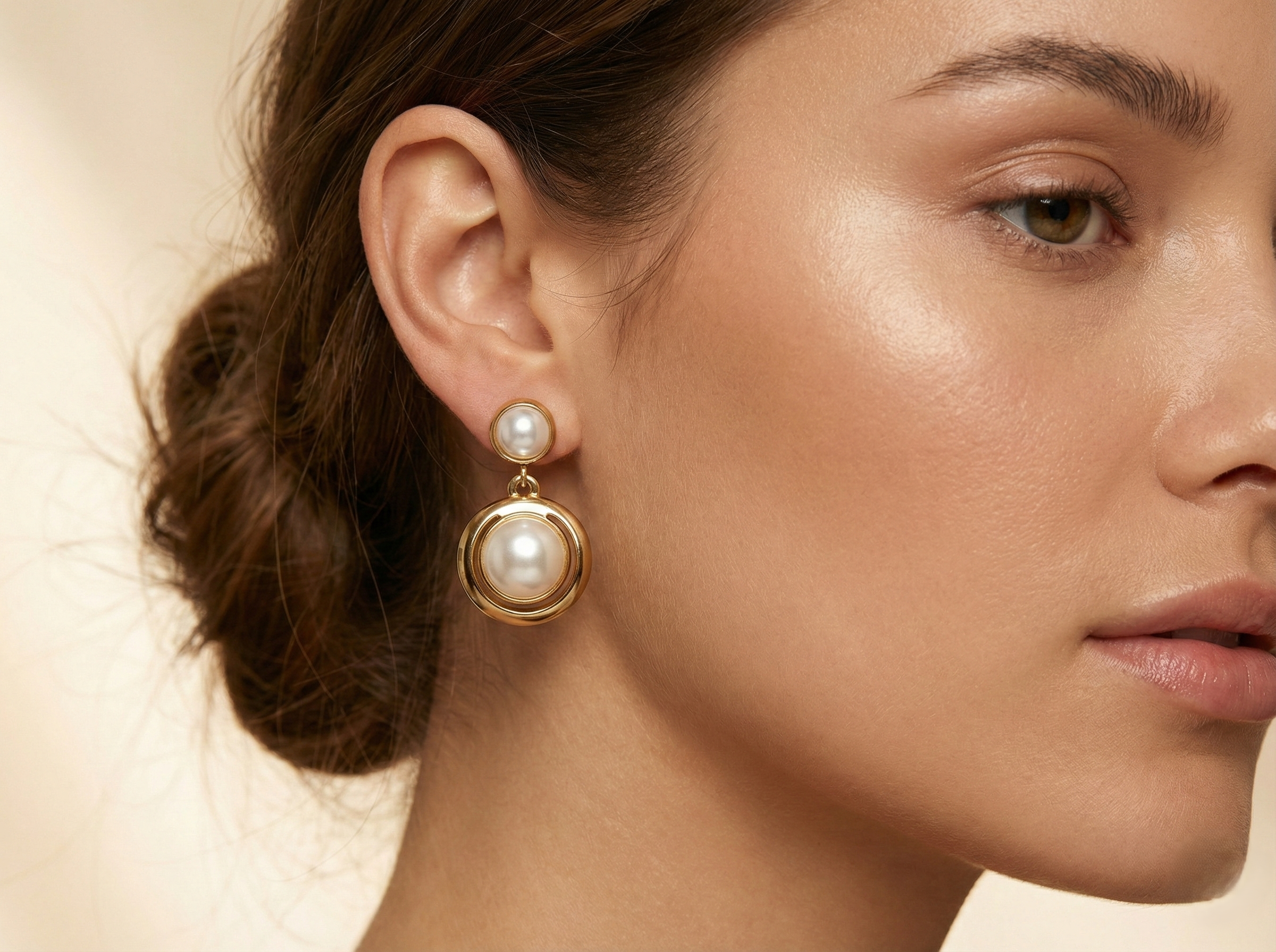 Golden Pearl Drop Earrings