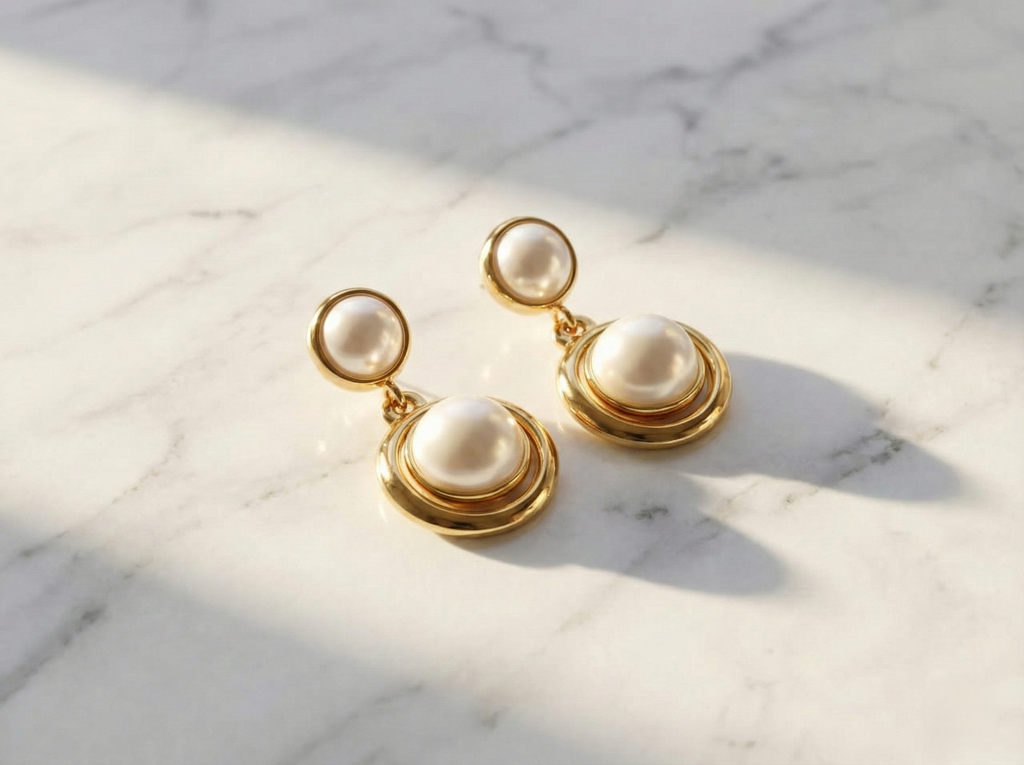 Golden Pearl Drop Earrings