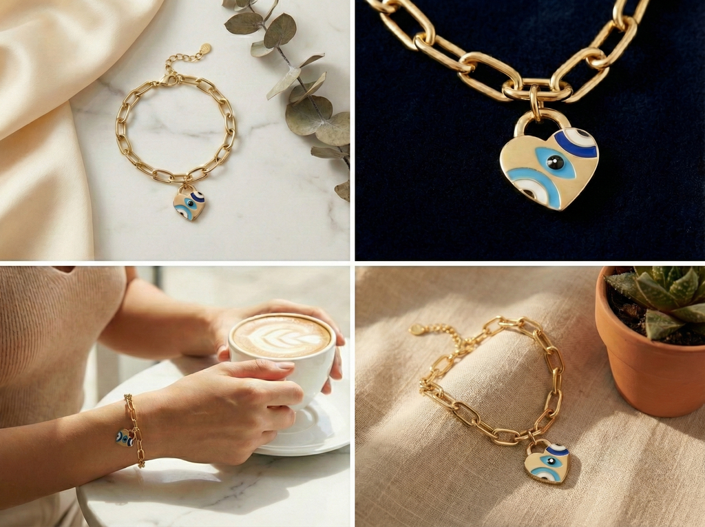 Evil Eye Heart Bracelet