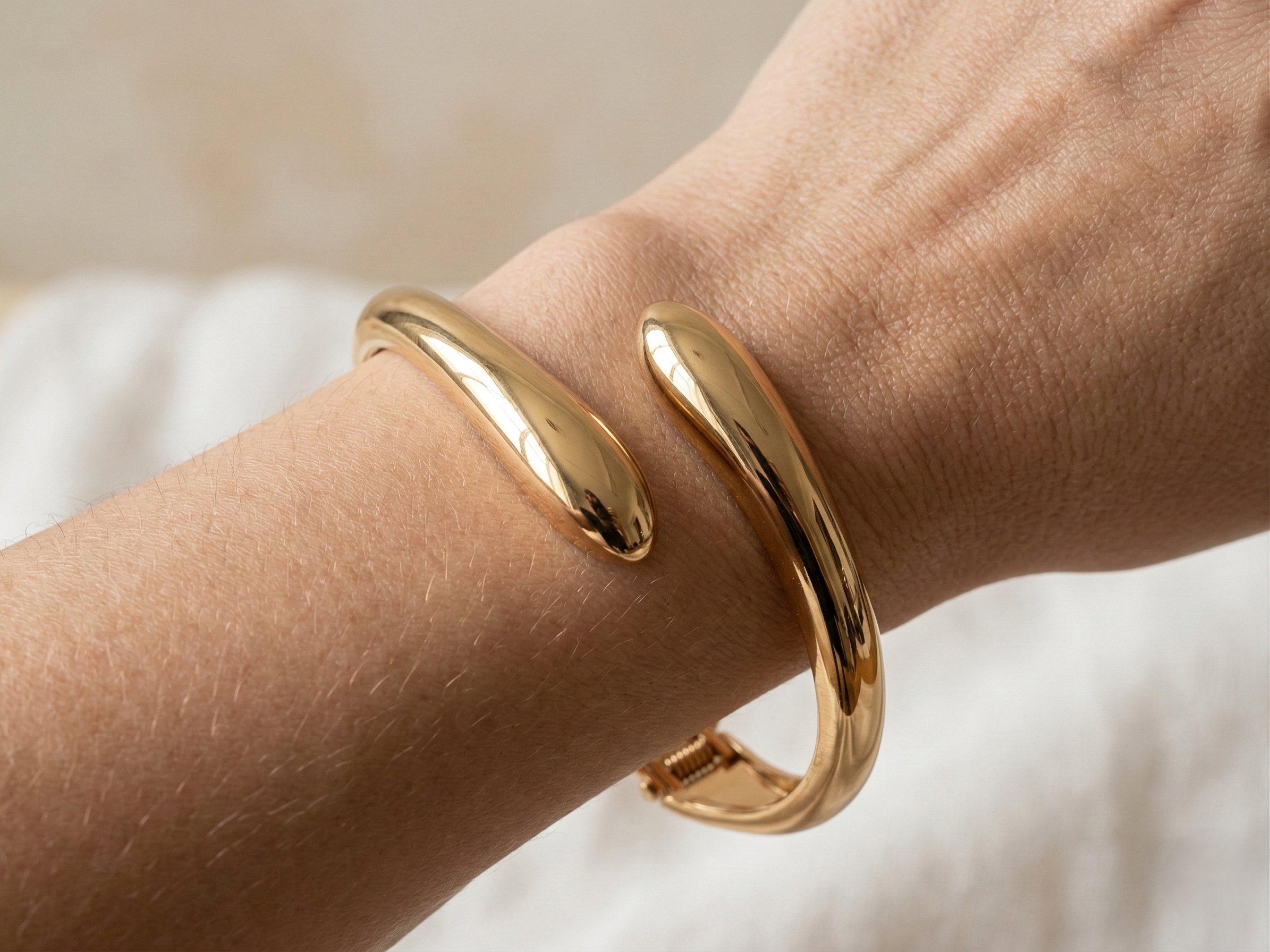 Twin Drop Gold Kada Bracelet