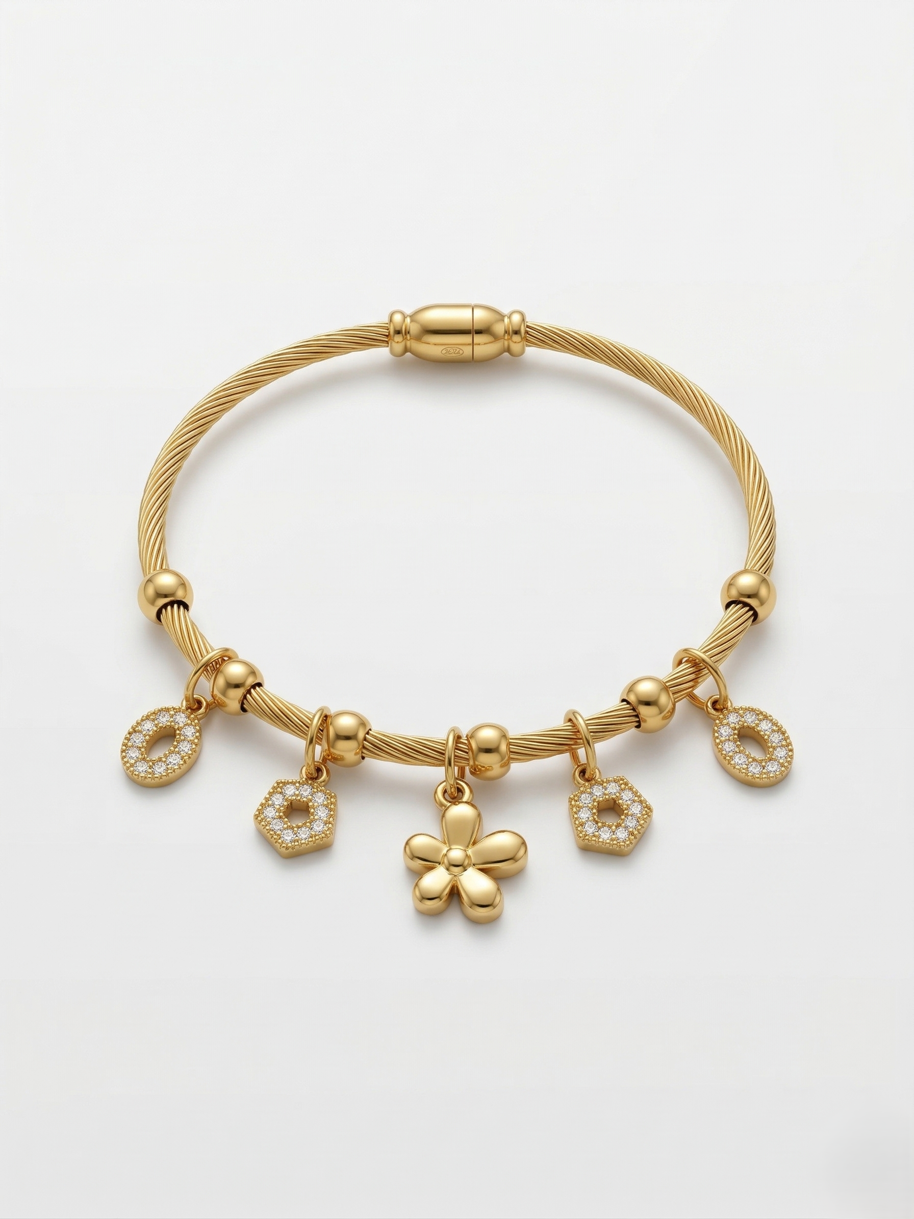 Flora Luxe Charm Bangle Bracelet (free size)
