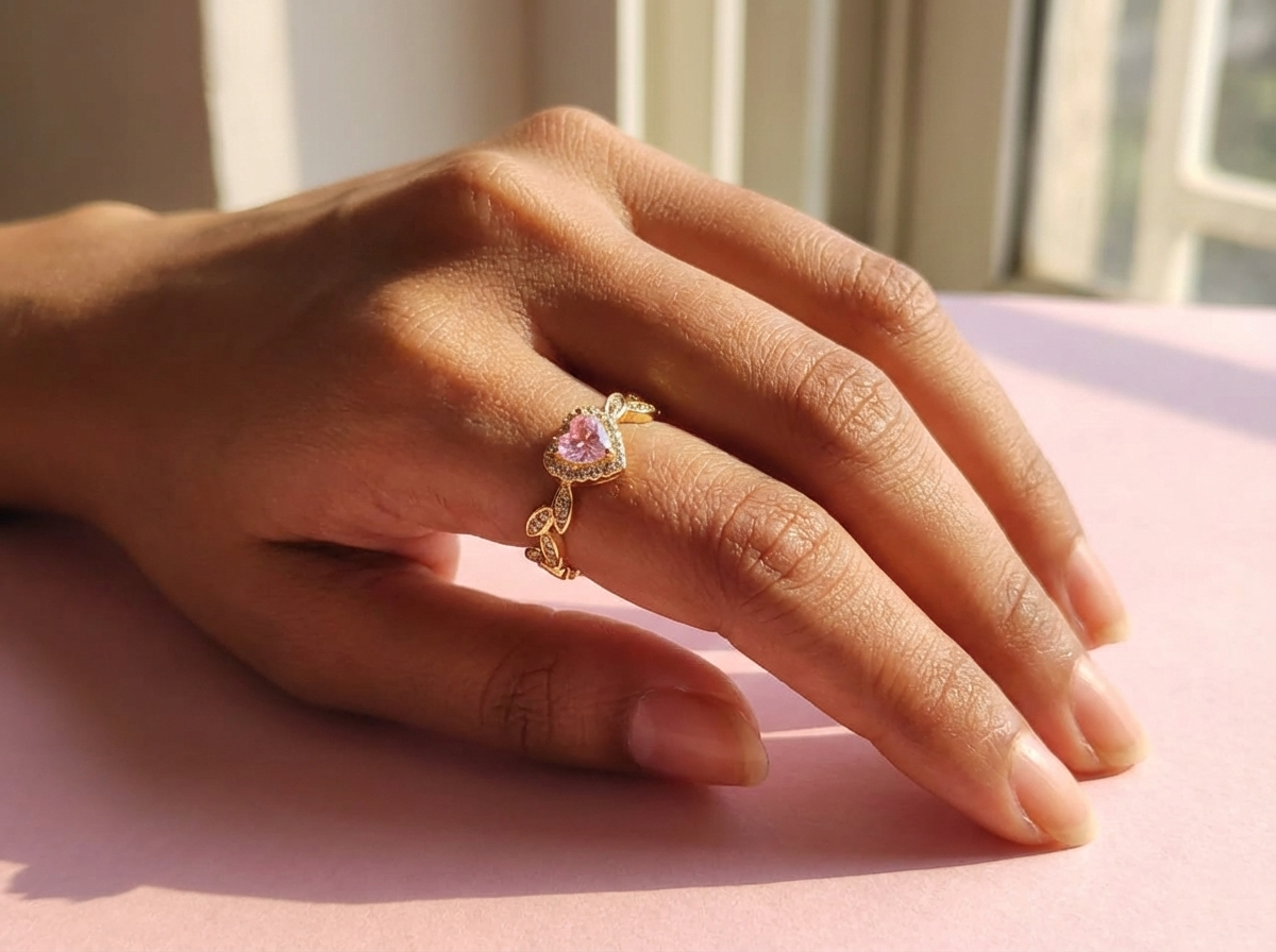 Victorian Laurel Heart Copper Ring