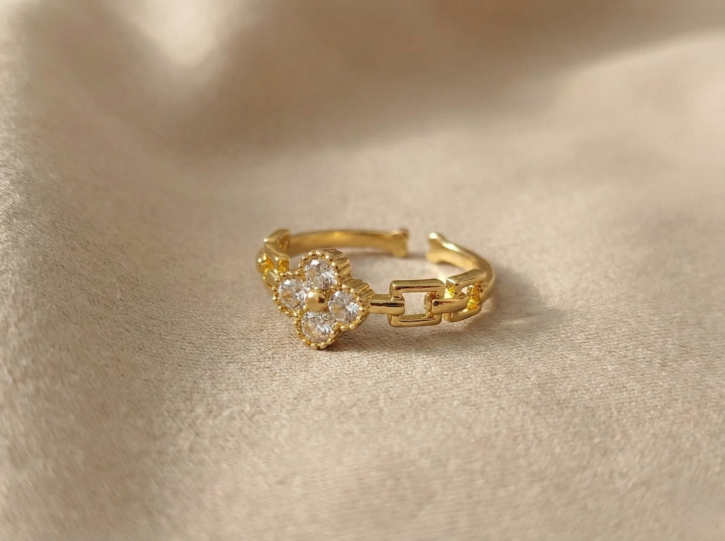 Crystal Bloom Adjustable Ring