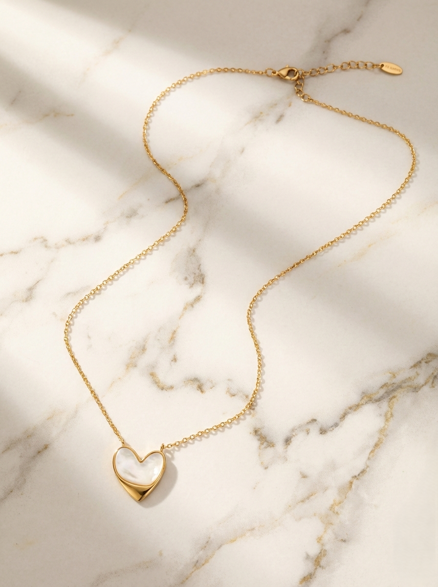 White Heart Necklace