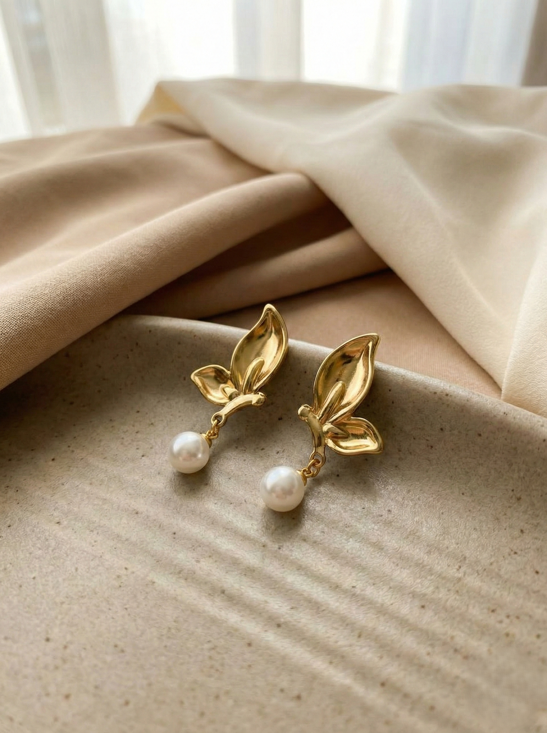Pearl Petal Drop Earrings