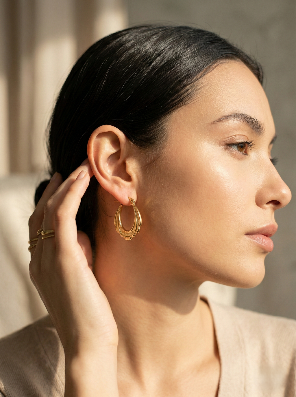 Aurelia Textured Luxe Hoop Earrings