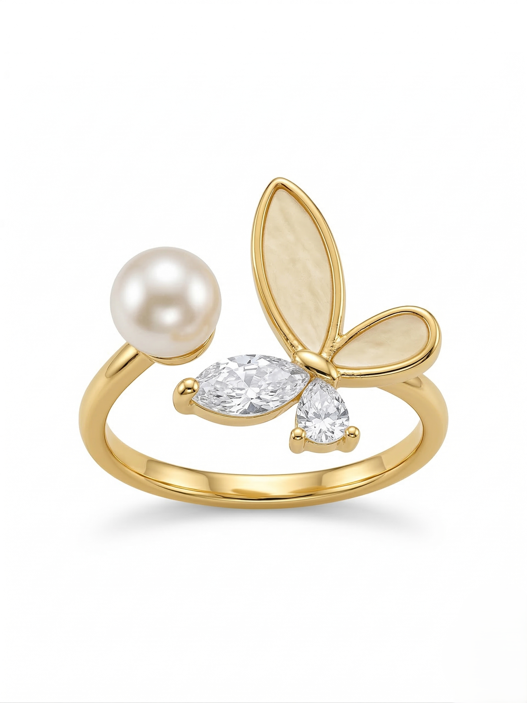 Pearl Flutter Butterfly Ring