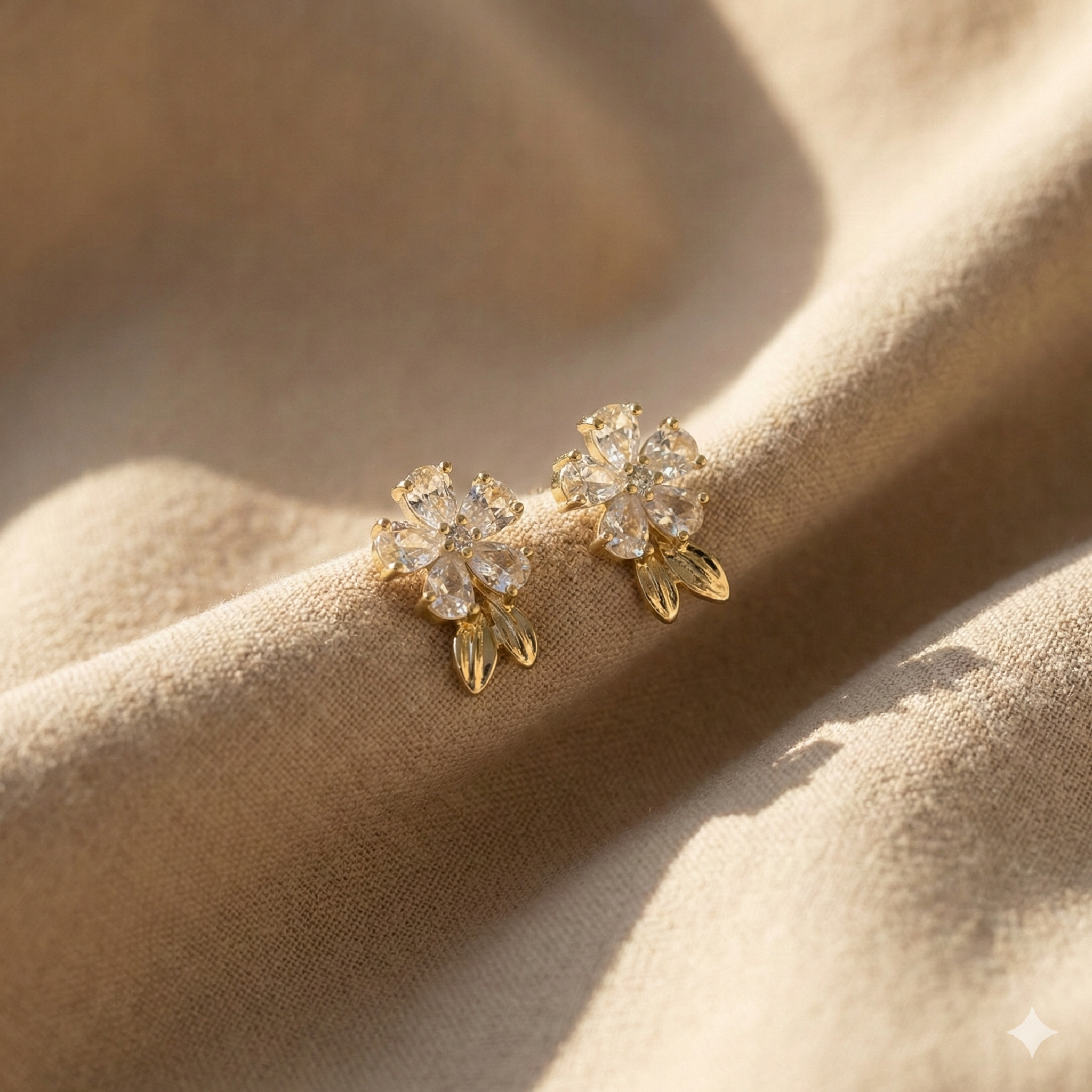 Crystal Bloom Floral Stud Earrings