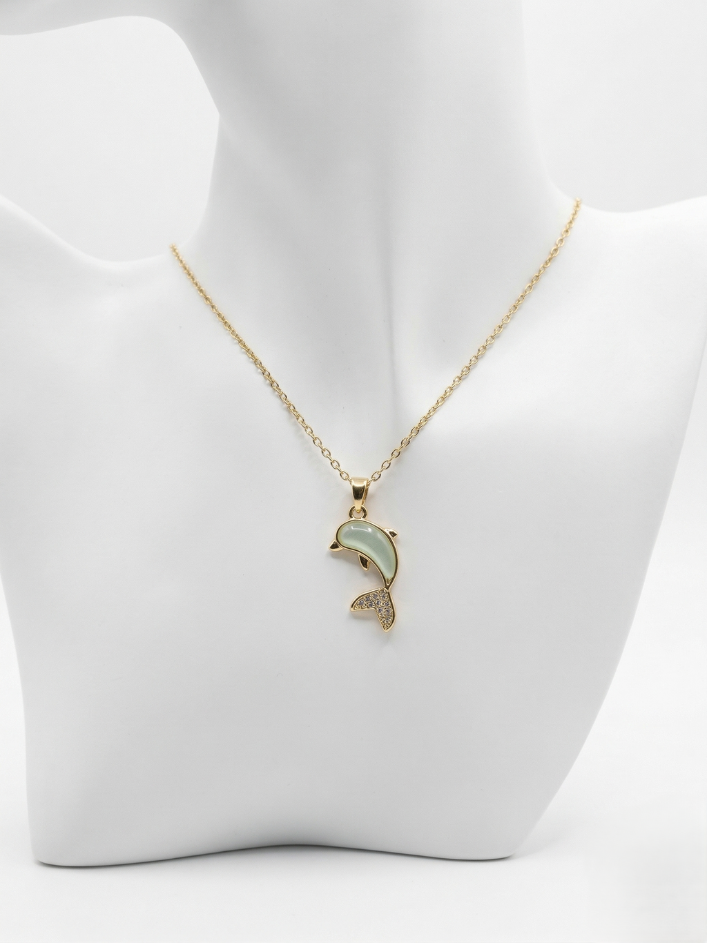 Aqua Dolphin Charm Necklace