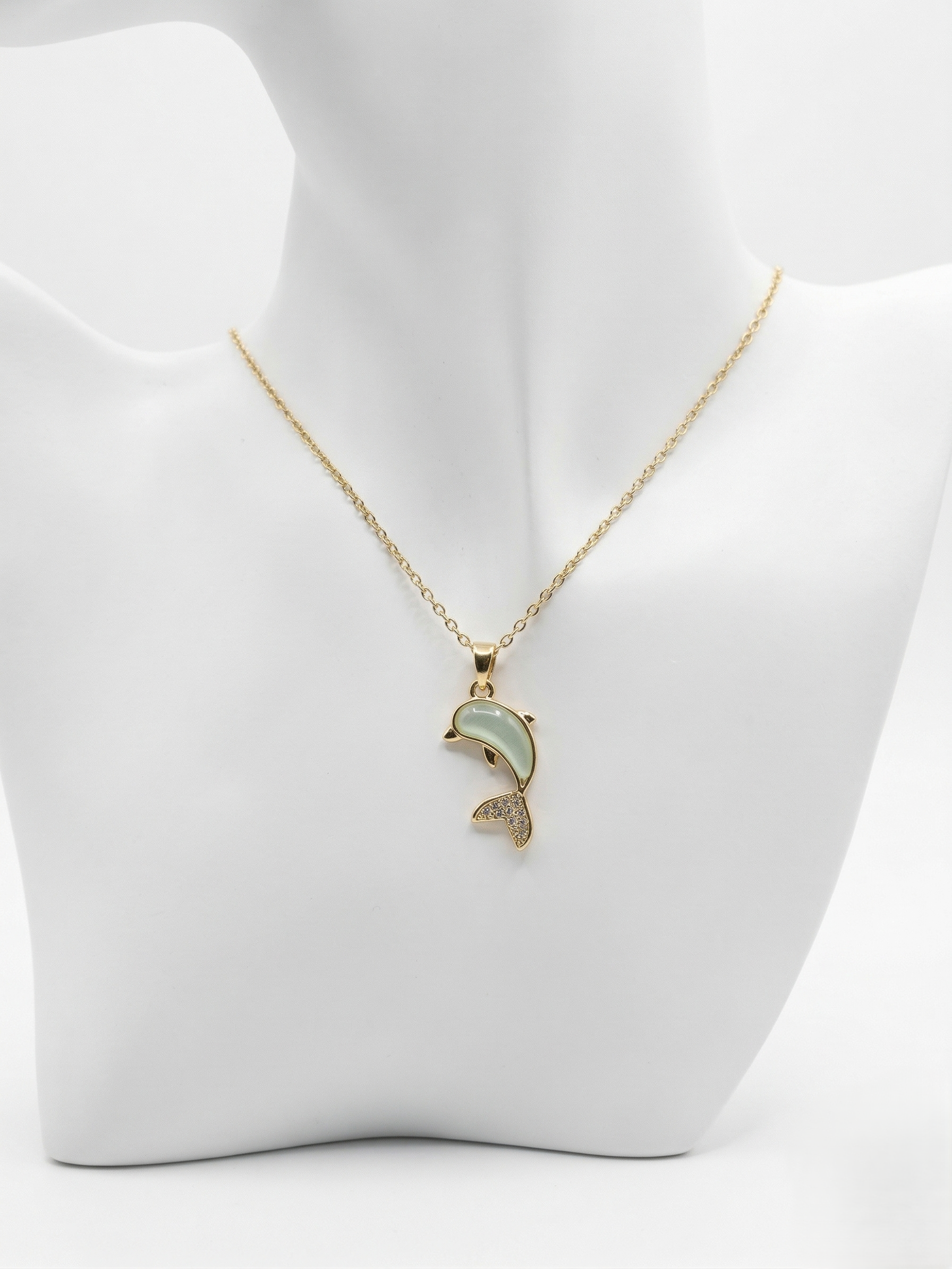 Aqua Dolphin Charm Necklace
