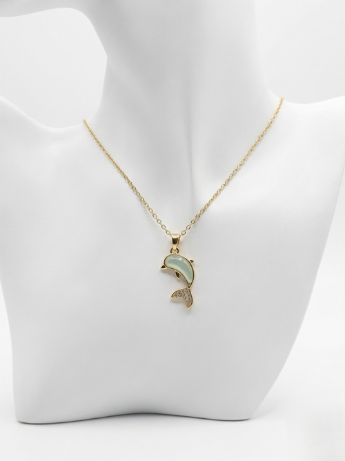 Aqua Dolphin Charm Necklace