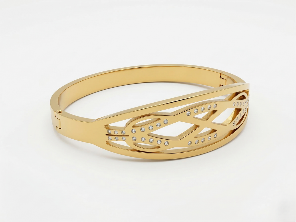 Crystal Lattice Clip-On Bangle Bracelet