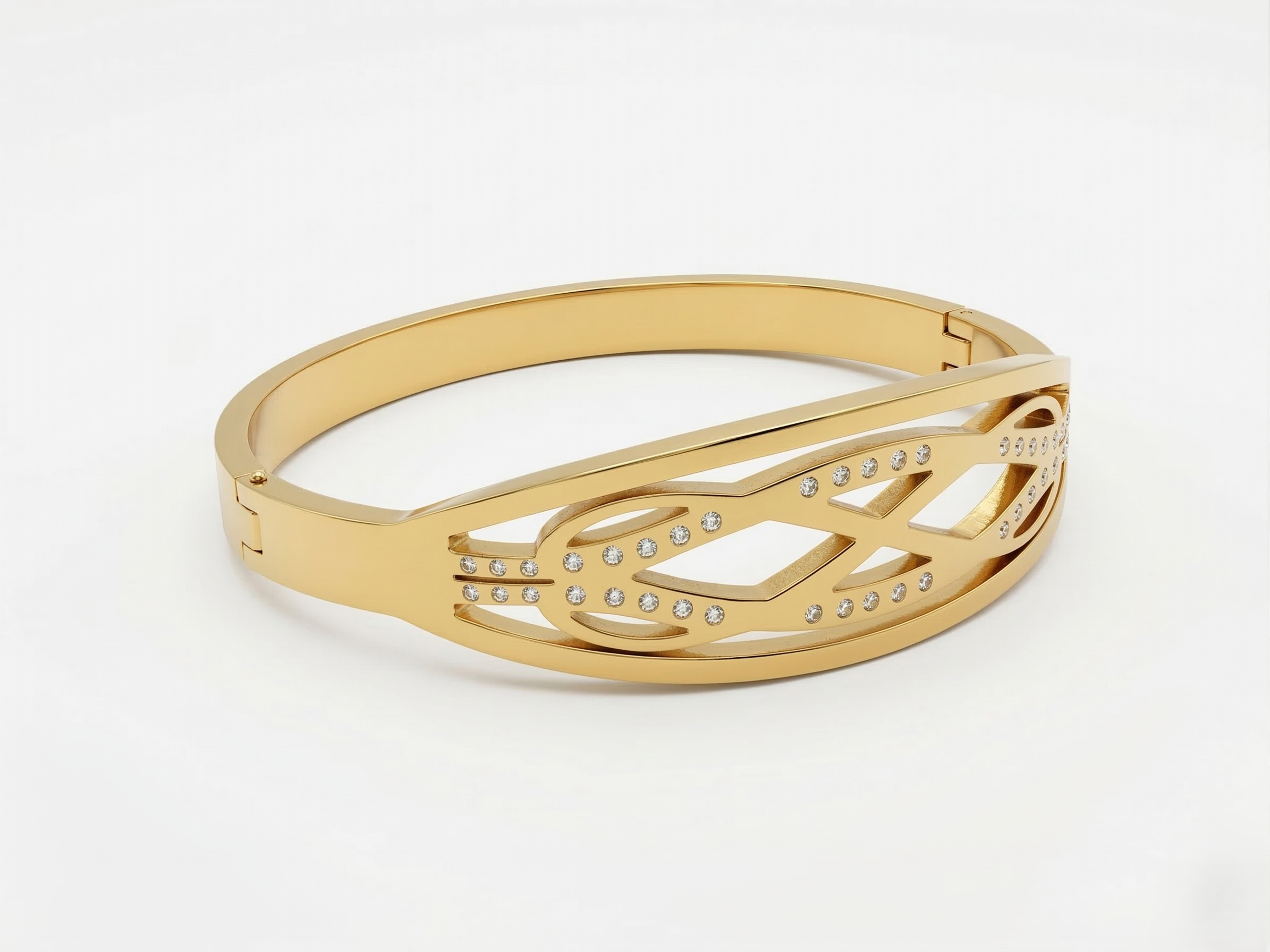 Crystal Lattice Clip-On Bangle Bracelet
