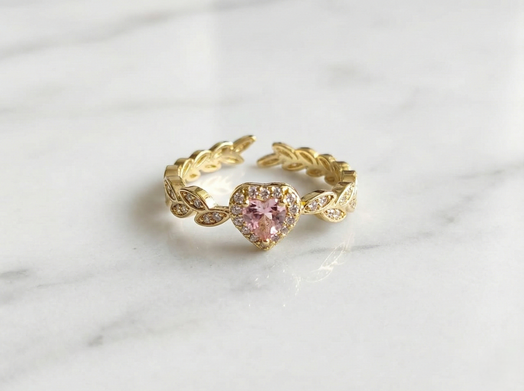 Victorian Laurel Heart Copper Ring
