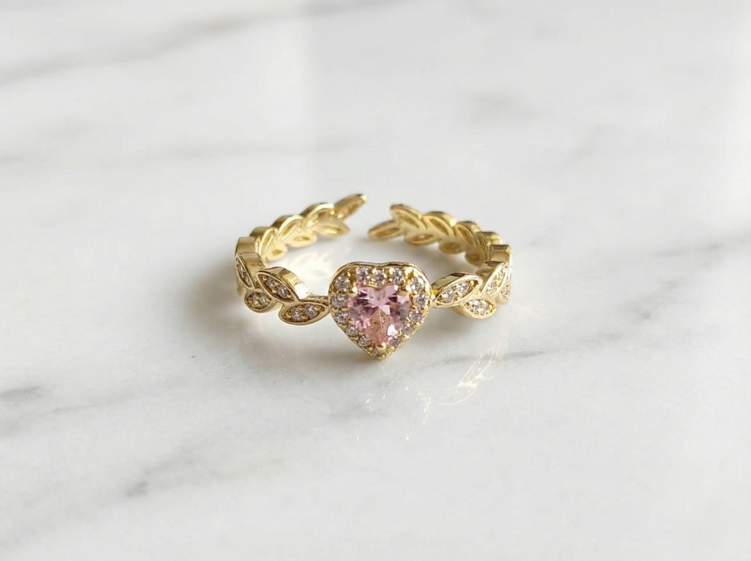 Victorian Laurel Heart Copper Ring