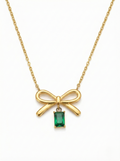 Emerald Bow Charm Necklace