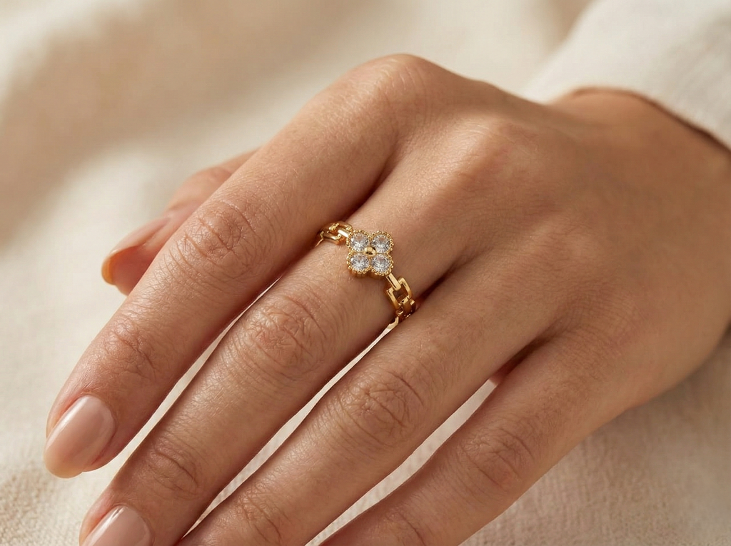 Crystal Bloom Adjustable Ring