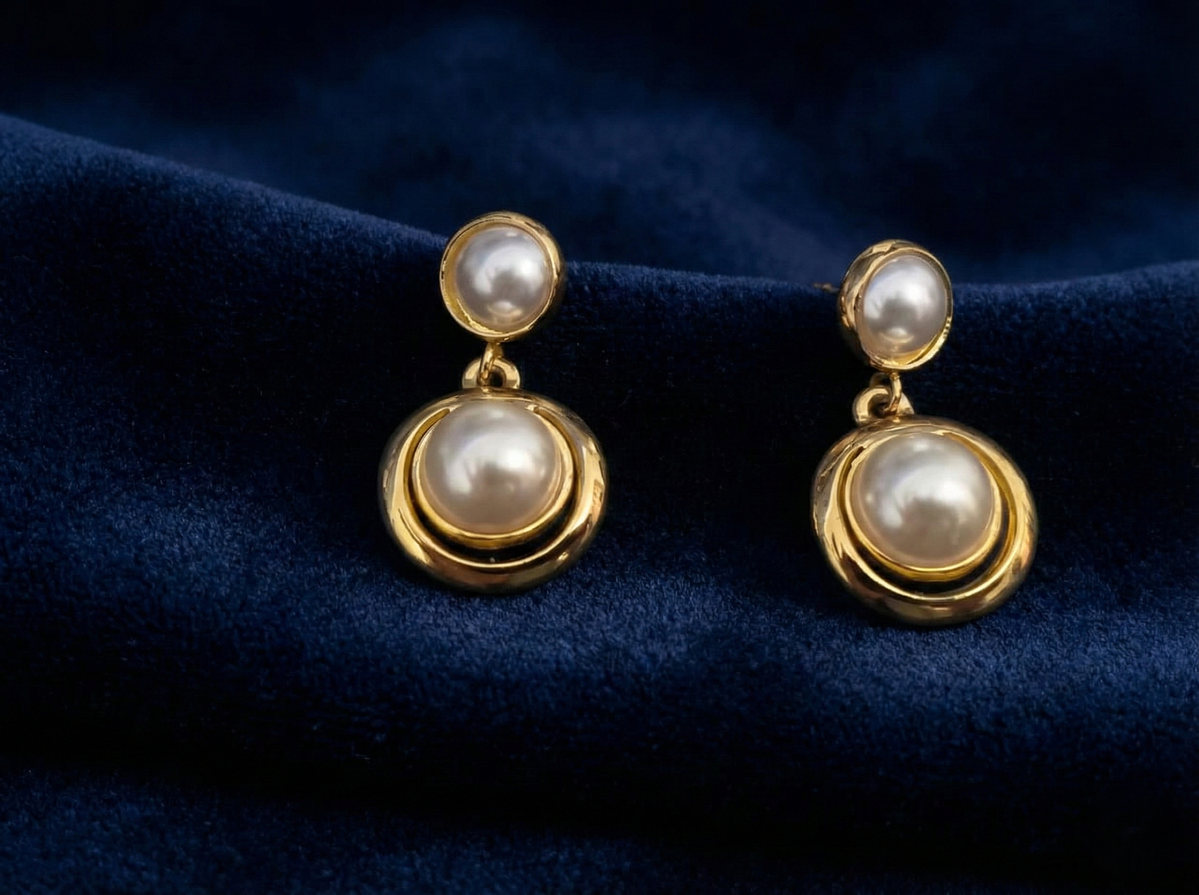 Golden Pearl Drop Earrings