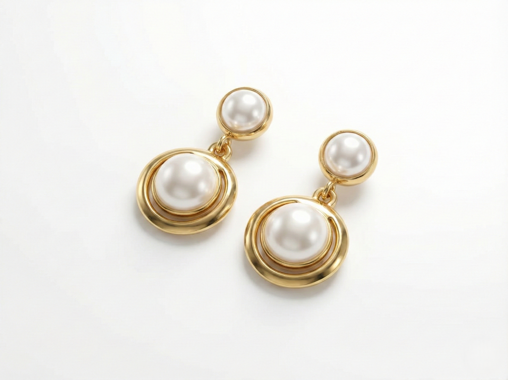Golden Pearl Drop Earrings