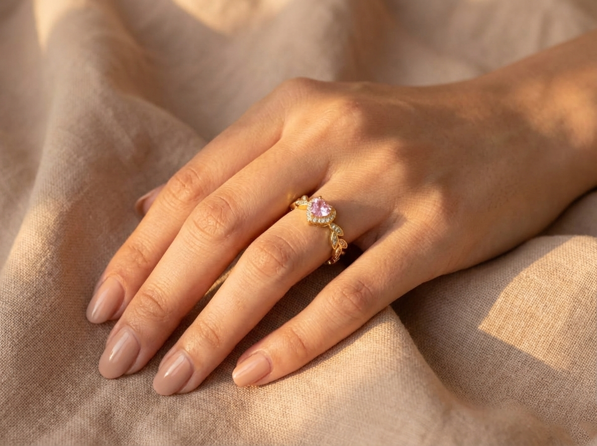 Victorian Laurel Heart Copper Ring