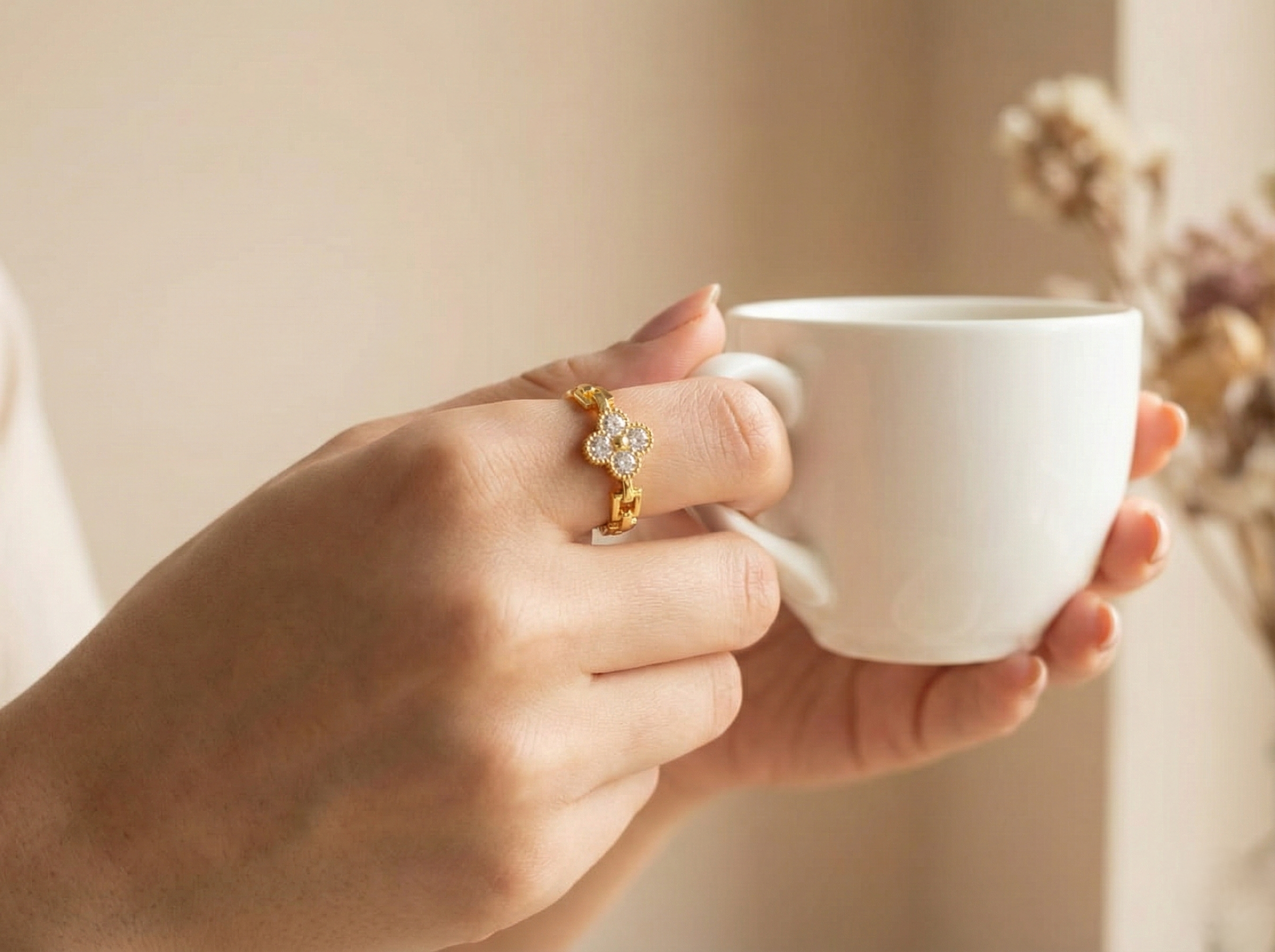 Crystal Bloom Adjustable Ring