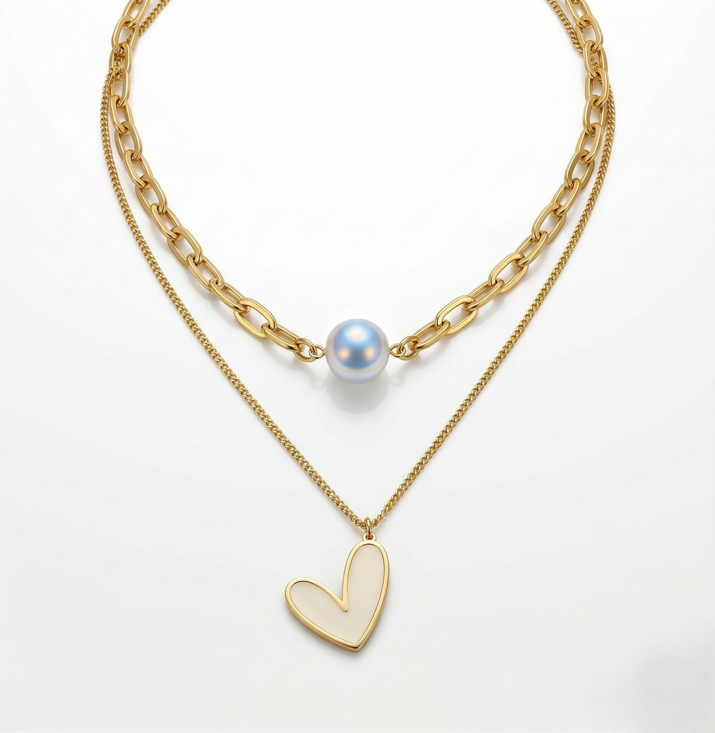 Pearl n heart necklace
