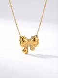 Ribbon Charm Gold Necklace