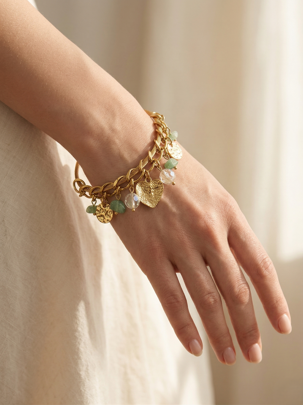 Verdant Charm Bangle Bracelet (free size)