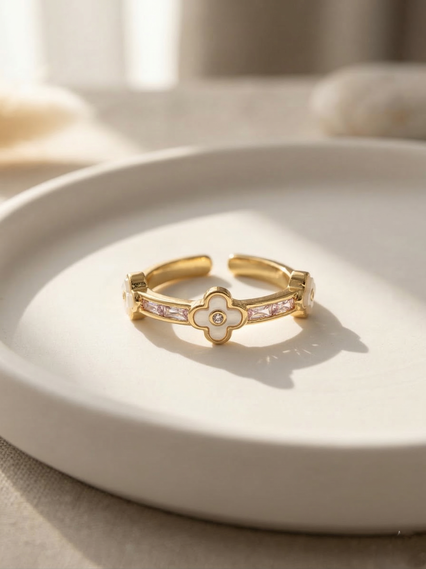 Blush Clover Adjustable Ring