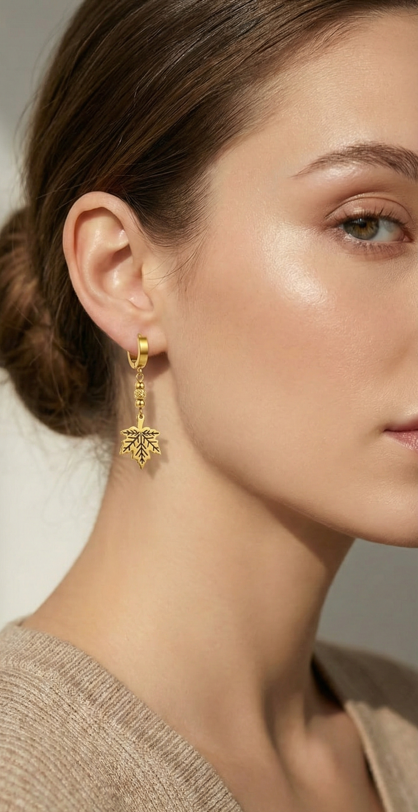 Golden Maple Leaf Drop Earrings - Statement Earrings for Women