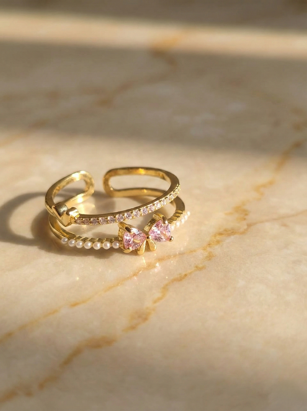 Blush Bow Pearl Ring