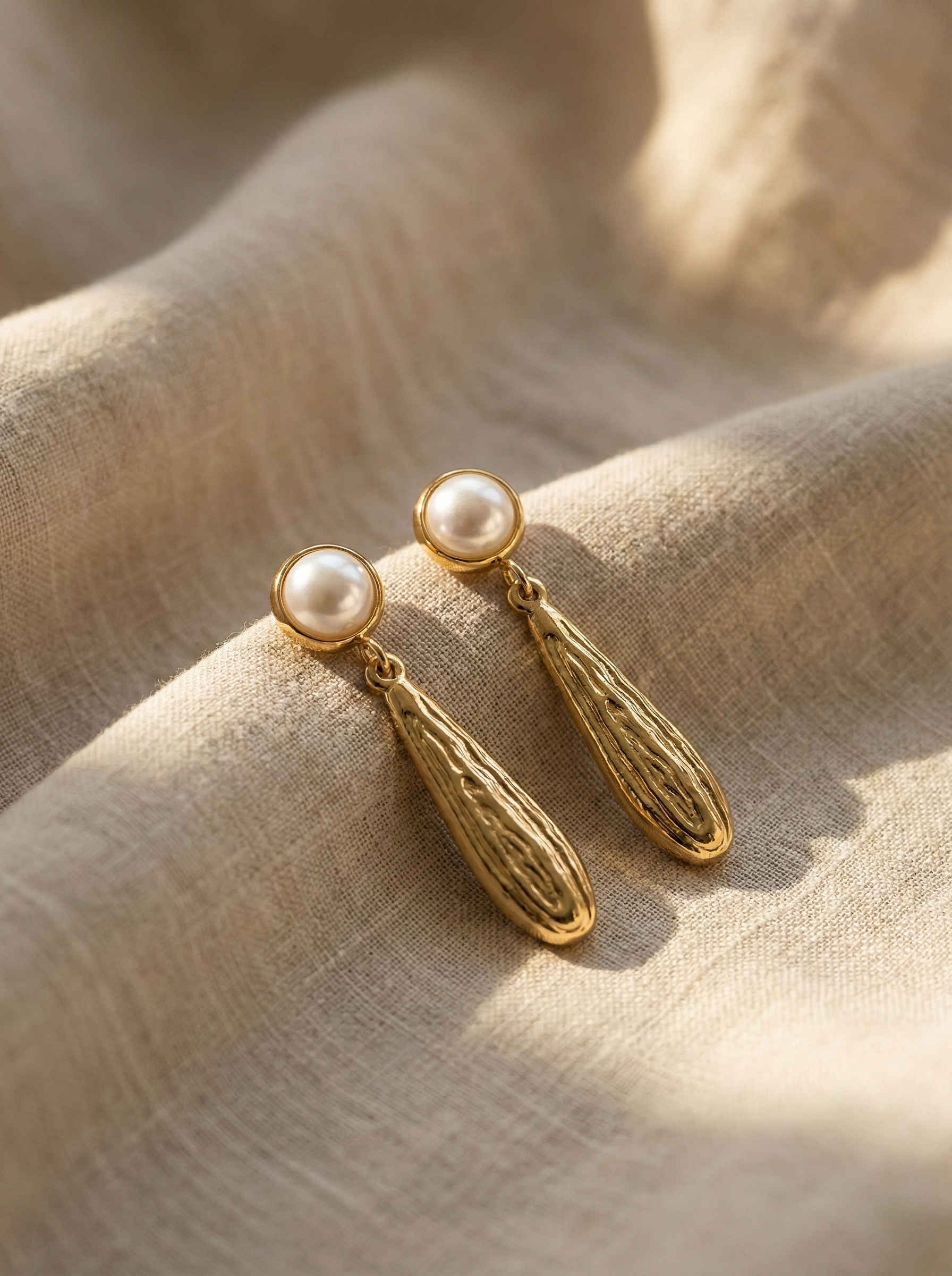 Golden Teardrop Pearl Elegance Earrings