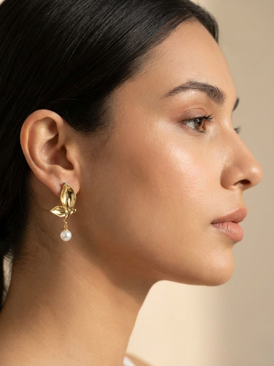 Pearl Petal Drop Earrings