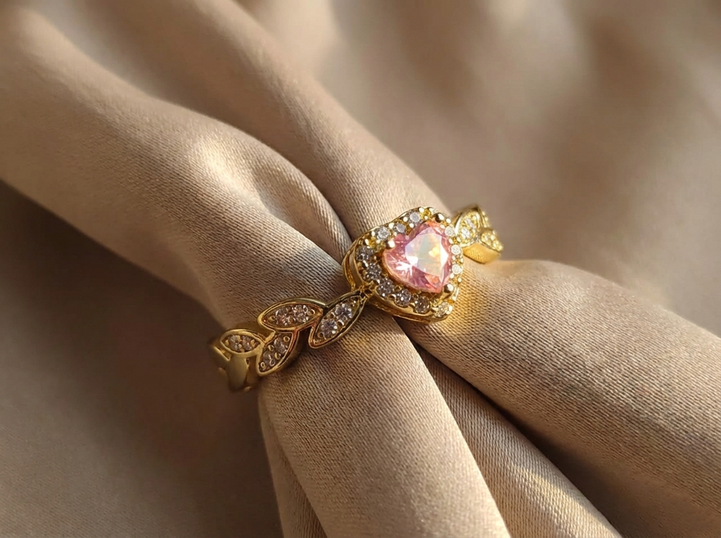 Victorian Laurel Heart Copper Ring