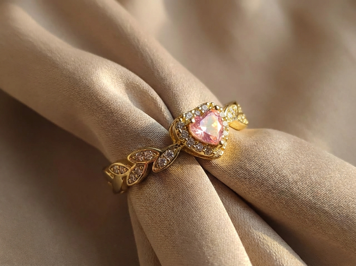 Victorian Laurel Heart Copper Ring