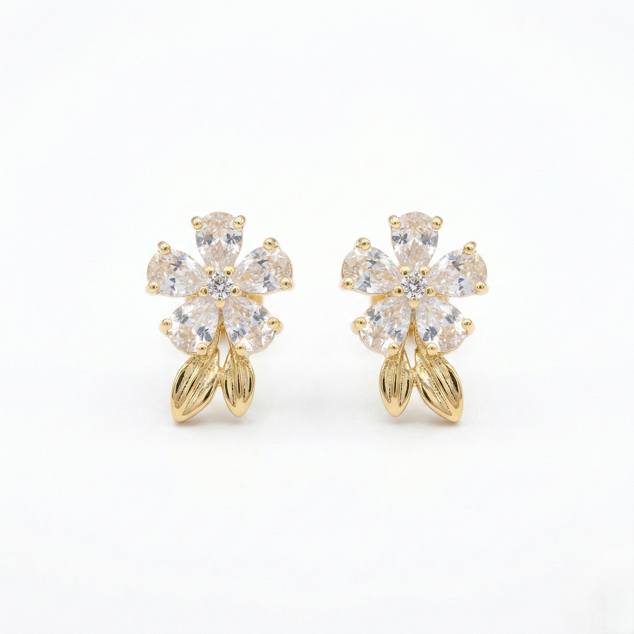 Crystal Bloom Floral Stud Earrings