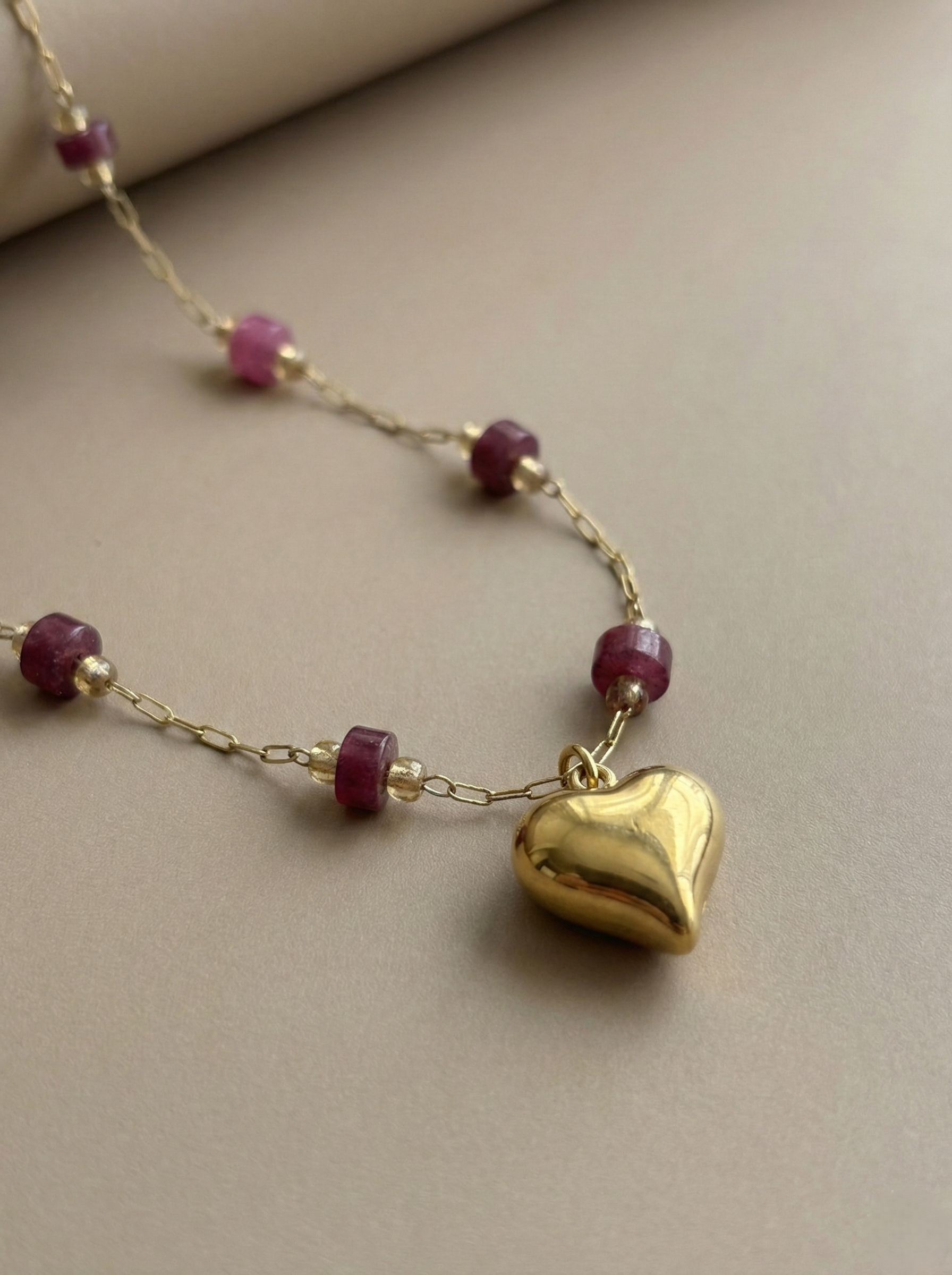 Roselle Heart Beaded Necklace