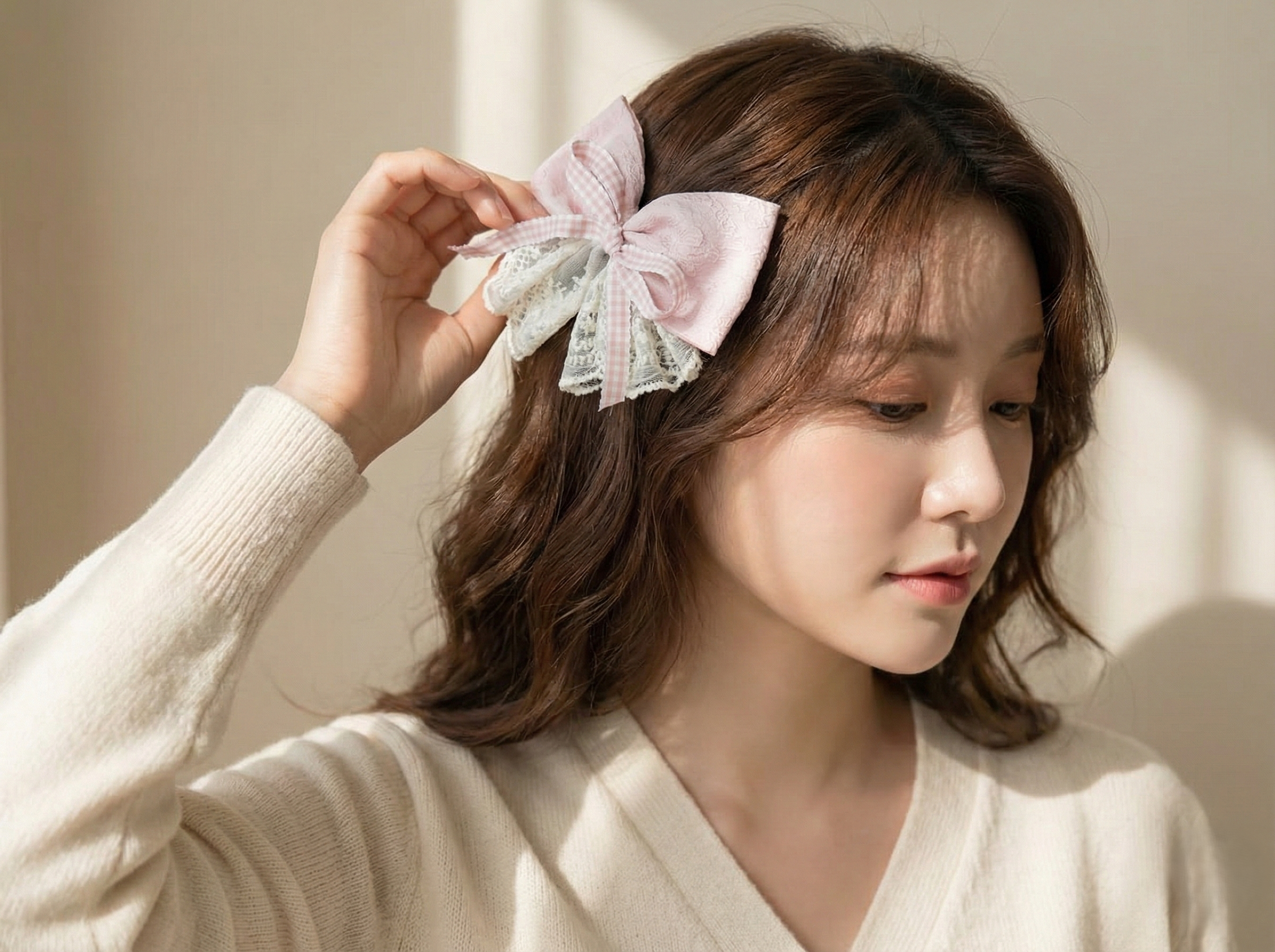 Blush Belle Lace Bow Clip