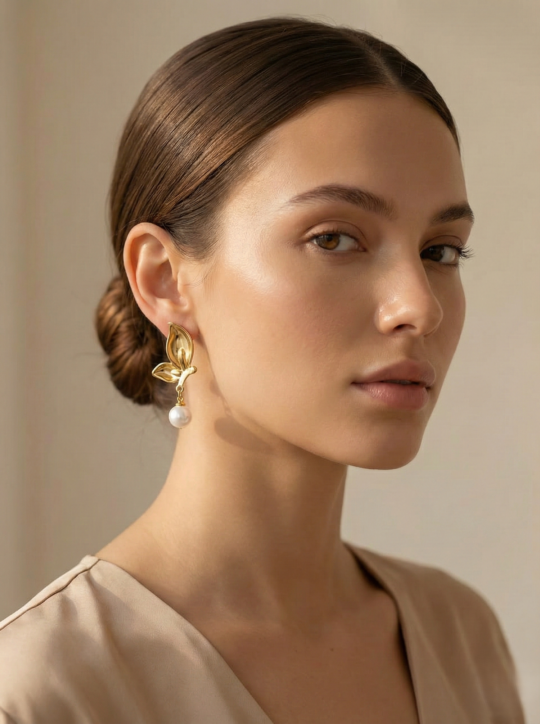 Pearl Petal Drop Earrings