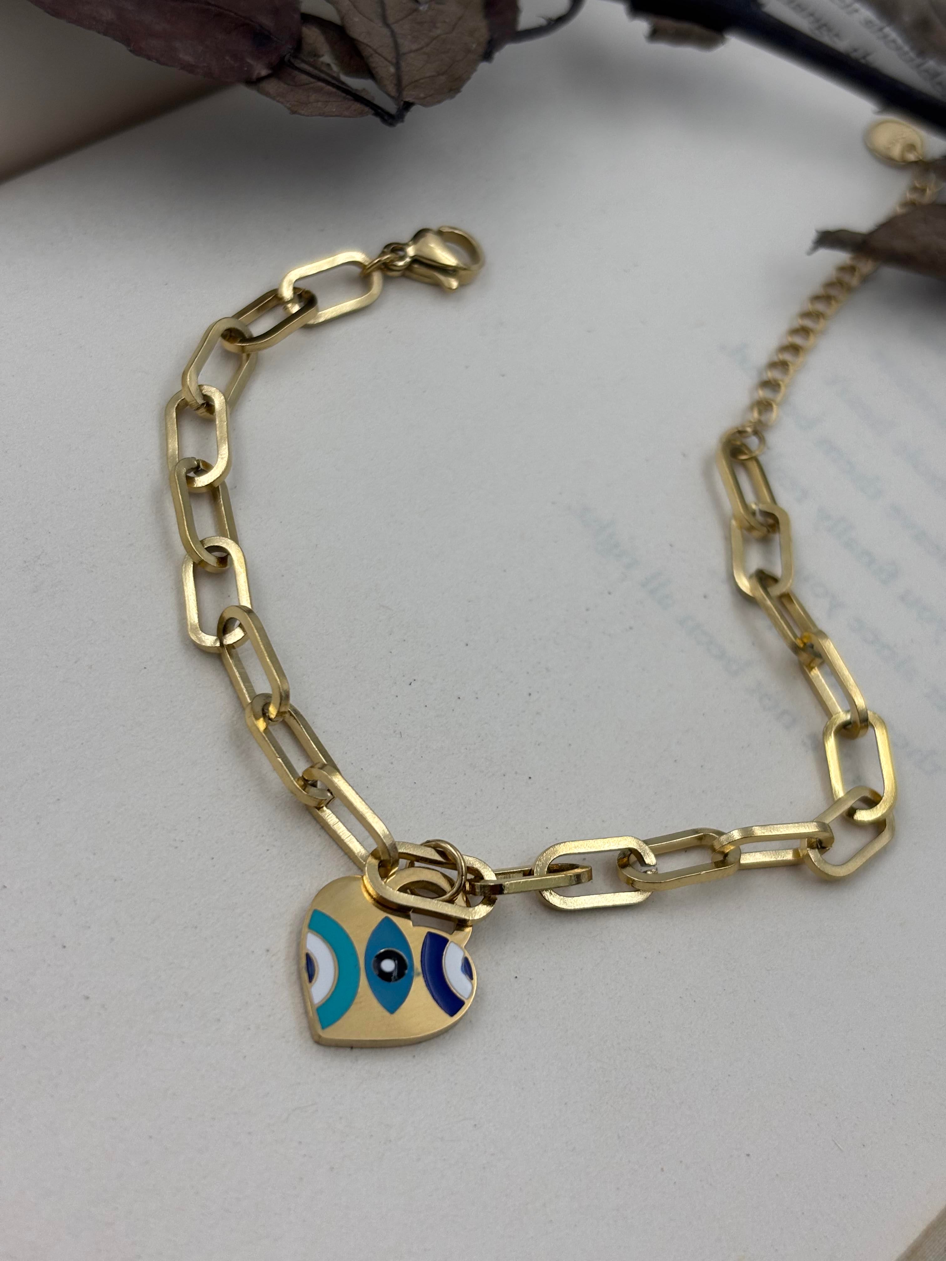 Evil Eye Heart Bracelet